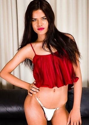 Lin is a sexy slim tgirl with a hot body, a sultry expression, nice small tits and a superb bubble butt!