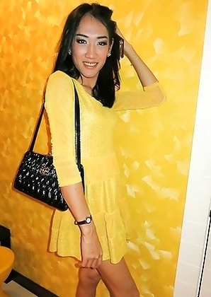 Tgirl Om Yellow Dress Top Bareback