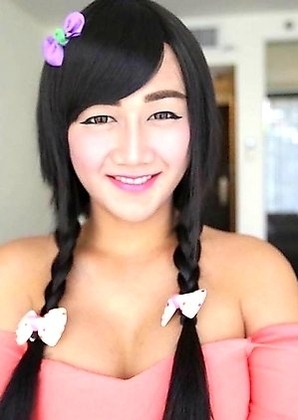 Pretty Asian ladyboy Gif with erect penis fucked in ass