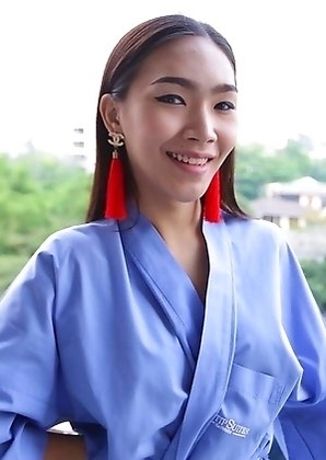 21 year old busty Thai ladyboy Ivy with big cock gets a facial