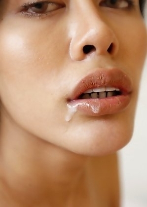 20yo busty Thai shemale Jam gets a facial after sucking his big white cock