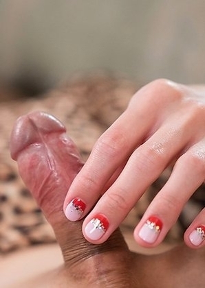 Chulin Nakazawa is showing and playing with her smooth cock