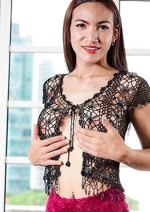 Sandi has a great body and a long hard downward facing cock.